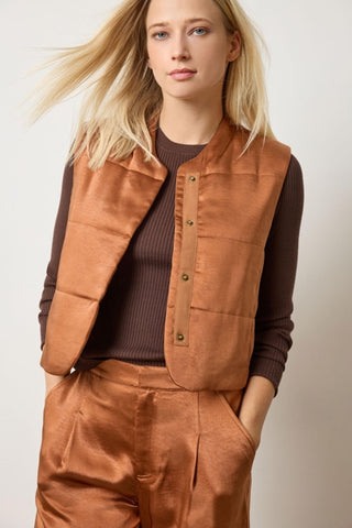 Satin Quilted Vest Copper Lilla P