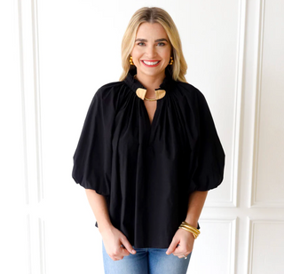 Camille Top Black and Khaki