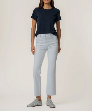 Kelsey High Rise Ankle Flare with Raw Hem Optic White Kut