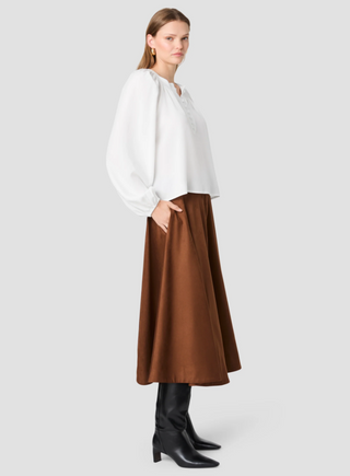 Tencel Shirting Half Placket Long Sleeve Top Winter White French Connection