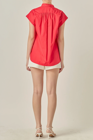 Red Ric Rac Trim Top English Factory