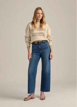 Cropped Collegiate Sweatshirt French Oak/ Snow White Favorite Daughter