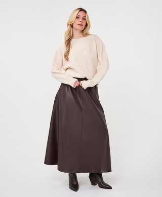 Cacao PU Skirt Esqualo