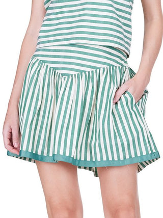 A-Line Mini Skirt/Skort Green Stripe Joy Joy
