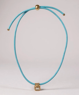 Leather Cord Necklace - Powder Blue Smith & Co