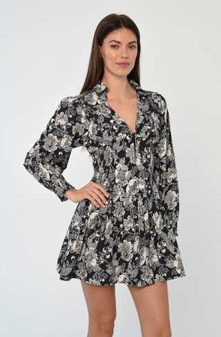 Gia Mini Dress Moonlit Floral Print Love The Label