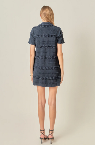 Navy Ruffle Dress English Factory