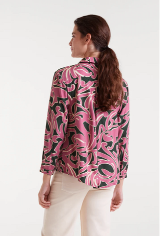 Pastures Print Shirt Pink/Green Fantastica