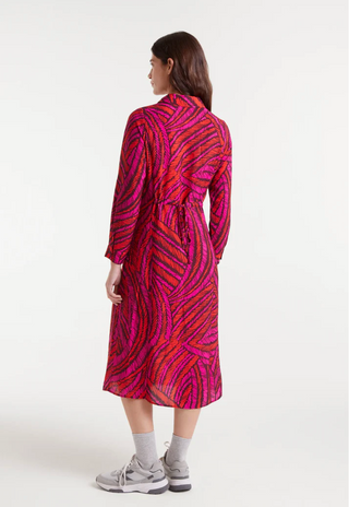 Lightweight Crepe Midi Dress Fedora Print Red/PinkRegular Fantastica
