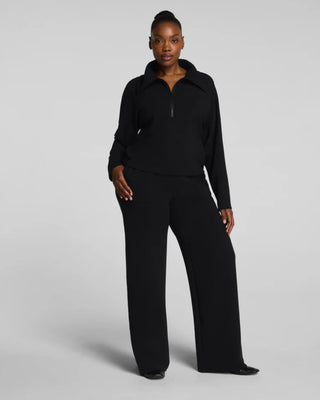 French Rib Wide Leg Black Pant Spanx