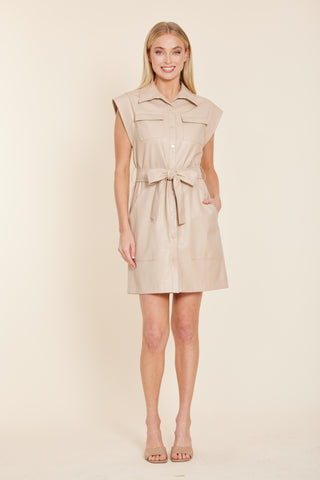 Beige Vegan Leather Dress Dolce Cabo