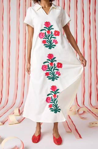 Franny Dress Ivory w/ Embroidery Crosby