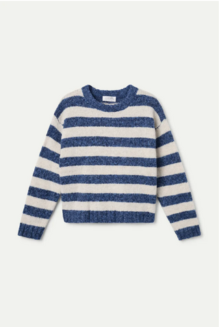 White/Blue Striped Knit Sweater Fantastica