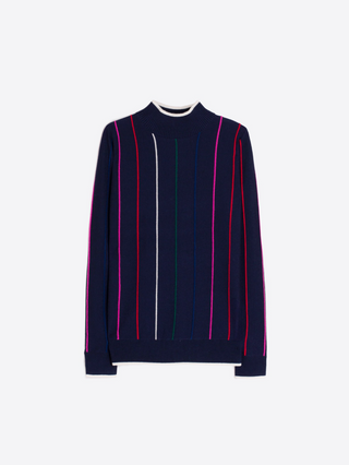 Navy Color Stripe Sweater Vilagallo