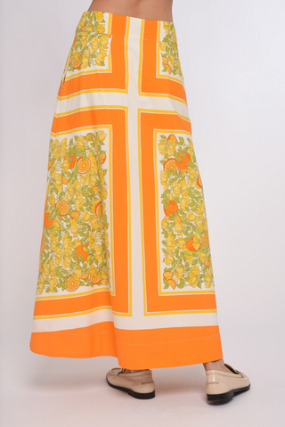 Berri Midi Skirt Orange Blossom Print Love the Label