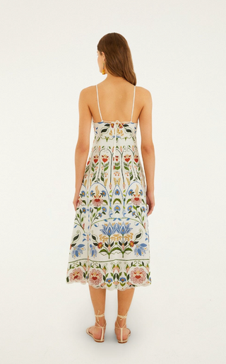 Stitched Garden Off-White Midi Dress Farm Rio