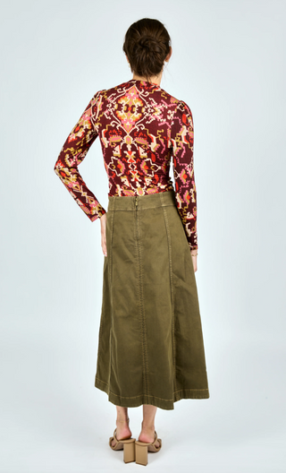 Bina Midi Skirt Ivy Green Denim Love The Label