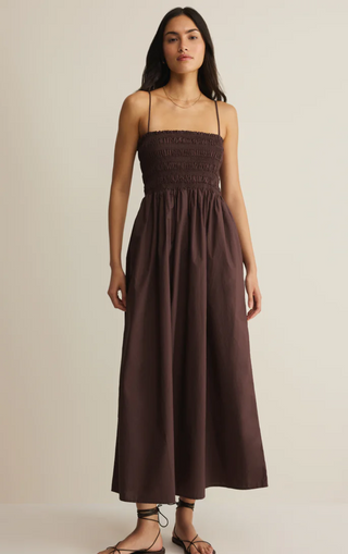 Cornelia Poplin Maxi Dress Chocolate Cherry
