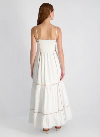 Cambria Cotton Contrast Trim Maxi Summer White/Almond French Connection