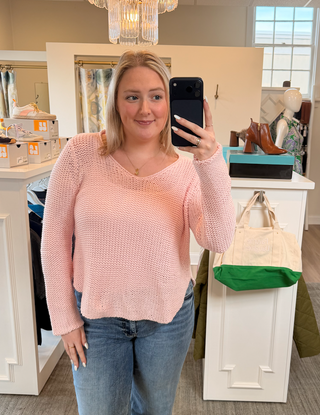 Shirt Tail Chunky V Cotton Pink Whim Wooden Ships