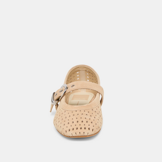 Mikel Flat Camel Perforated Suede Dolce Vita