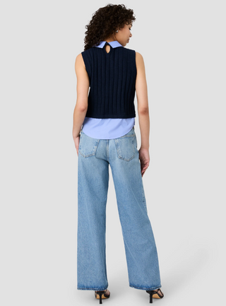Aleyna Knit Poplin Collared Vest French Connection
