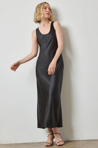 Satin Bias Maxi Dress Black Lilla P