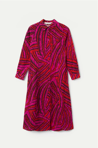 Lightweight Crepe Midi Dress Fedora Print Red/PinkRegular Fantastica