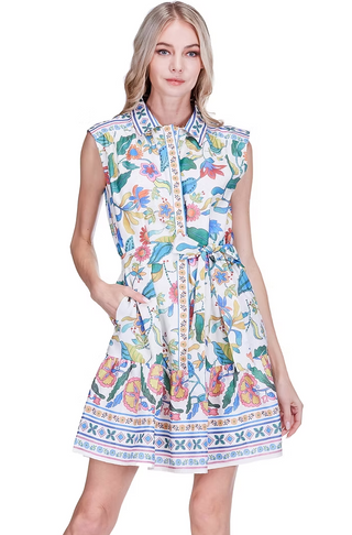 Front Placket Shirt Dress Festival Florals Joy Joy