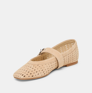 Mikel Flat Camel Perforated Suede Dolce Vita
