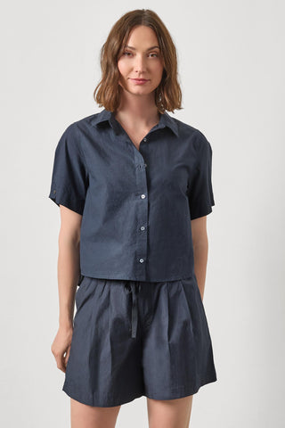Folded Sleeve Button Down Navy Lilla P