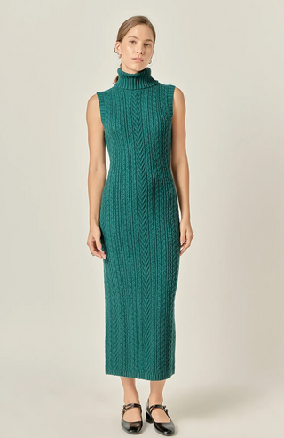 Dark Green Sweater Vest Dress English Factory