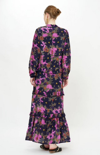 Mock Neck Maxi Dress Suzani Navy Oliphant