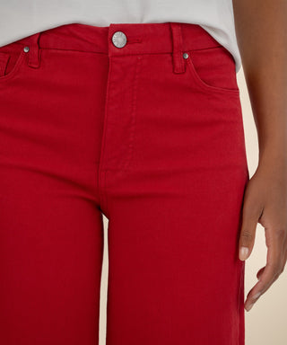 Meg Wide Leg Raw Hem Ruby Red