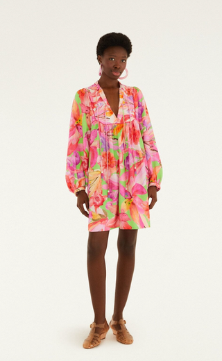 Artsy Flora Green Mini Dress Farm Rio