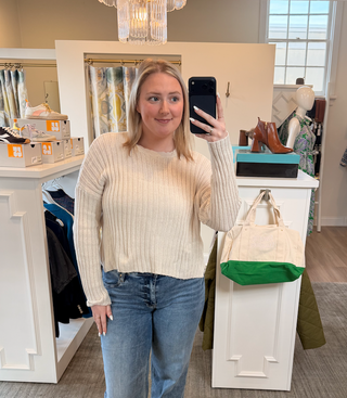 Arden Cropped Crew Cotton Almond Butter Wooden Ships