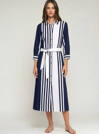 Navy and White Striped Shirtdress Vilagallo