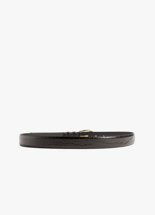 The Jordan Croc Embossed Belt Dark Brown Gold