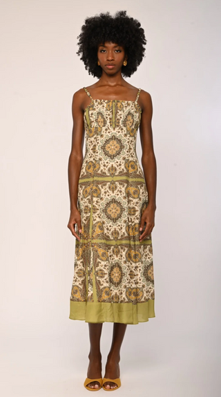 Blaire Midi Dress Kaleidoscope Scarf Print Love The Label