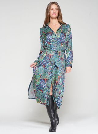 Midi Shirt Dress Forest Print Vilagallo