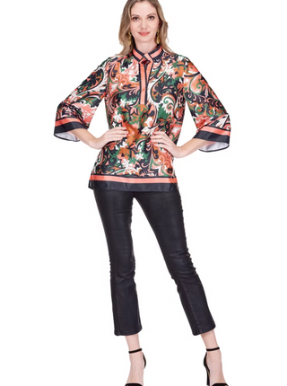 Placket Tunic Autumn Scroll Jade