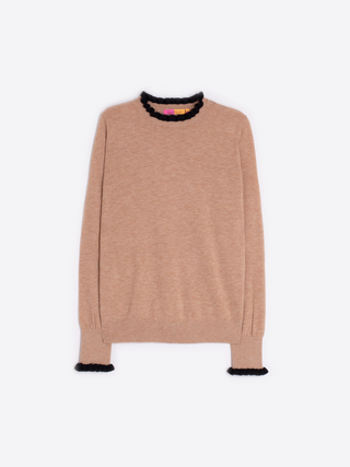 Tan Jersey Knit Sweater Vilagallo