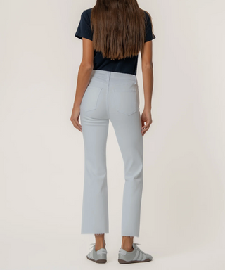 Kelsey High Rise Ankle Flare with Raw Hem Optic White Kut