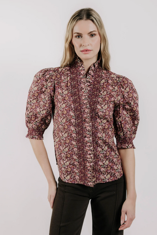 Zuri Top Short Sleeve Pippa's Symphony Red Liberty Print Love The Label