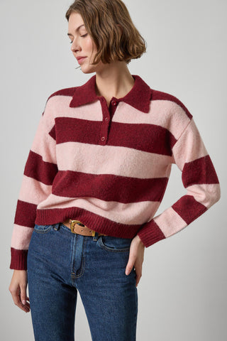 Striped Polo Sweater Port Stripe Lilla P
