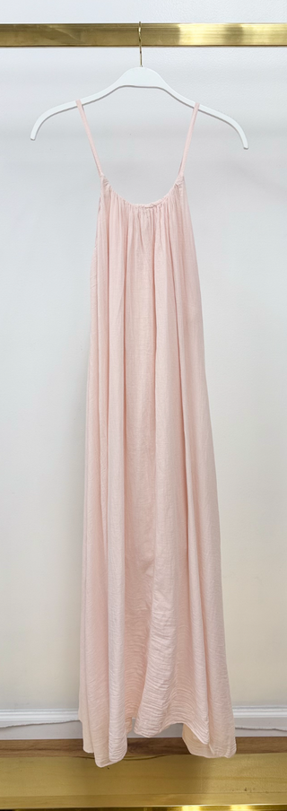 Spaghetti Strap Textured Gauze Maxi Baby Pink Milio Milano