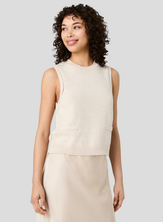 Mozart Sleeveless Pointelle Border Top French Connection