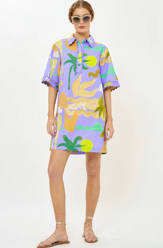 Collared Shirt Dress Mini Paradiso Blue