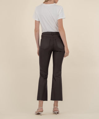 Kelsey High Rise Ankle Flare Raw Hem Chocolate