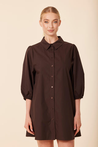 Brown Poplin Dress Dolce Cabo